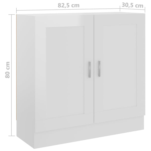 Bücherschrank Hochglanz Weiß 82,5 cm