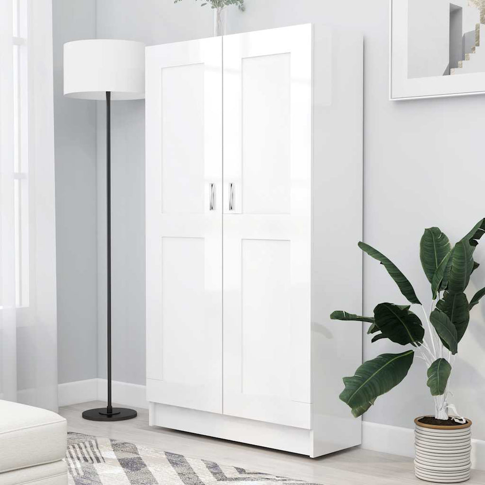 Bücherschrank Hochglanz Weiß 82,5x30,5x150 cm