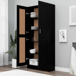 Schwarzes Bücherregal mit Türen, 82,5 cm