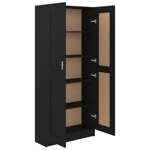 Schwarzes Bücherregal mit Türen, 82,5 cm