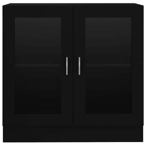 Schwarzer Vitrinenschrank mit Fächern