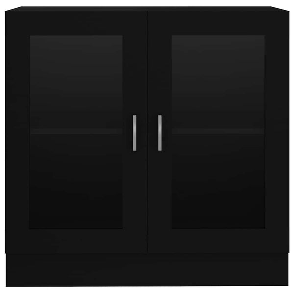 Schwarzer Vitrinenschrank mit Fächern