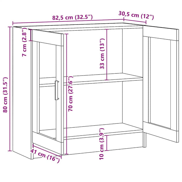 Schwarzer Vitrinenschrank mit Fächern