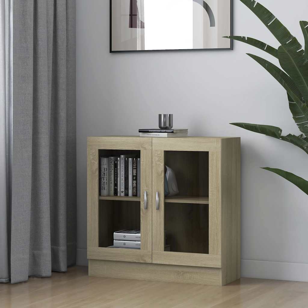 Sonoma Eiche Vitrinenschrank, 82,5 cm