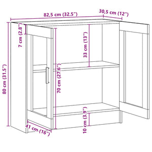 Vitrinenschrank Betongrau 82,5x30,5x80 cm