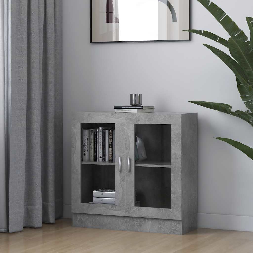 Vitrinenschrank Betongrau 82,5x30,5x80 cm