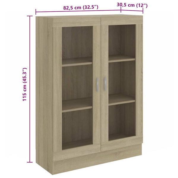 Vitrinenschrank Sonoma Eiche, 82,5 cm