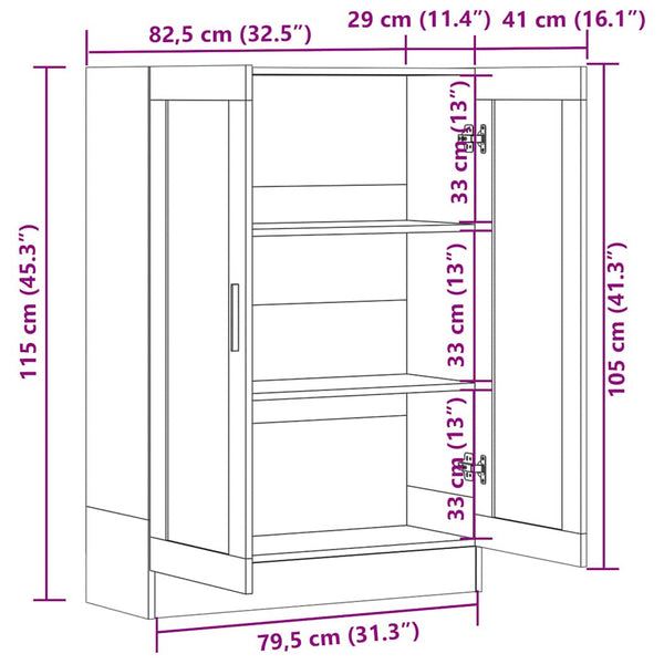 Vitrinenschrank Sonoma Eiche, 82,5 cm