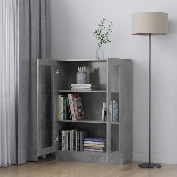 vidaXL Vitrine gris béton 82,5x30,5x115 cm en bois d'ingénierie