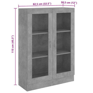 vidaXL Vitrine gris béton 82,5x30,5x115 cm en bois d'ingénierie
