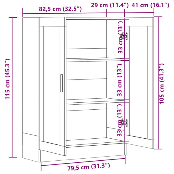 vidaXL Vitrine gris béton 82,5x30,5x115 cm en bois d'ingénierie
