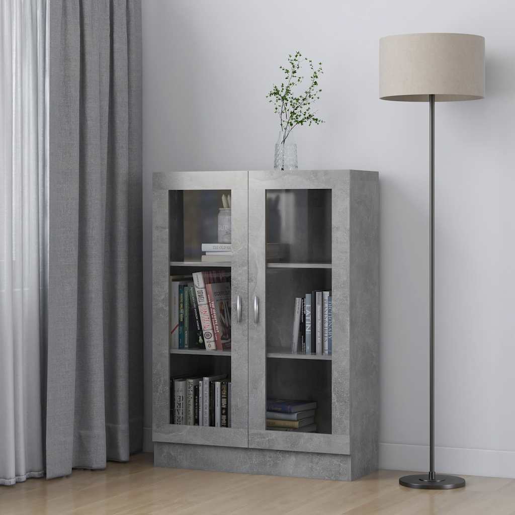 vidaXL Vitrine gris béton 82,5x30,5x115 cm en bois d'ingénierie