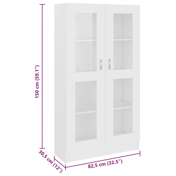 Weiße Vitrine 82,5x30,5x150 cm