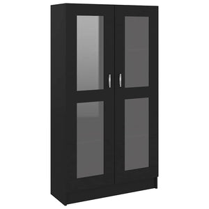 Schwarzer Vitrinenschrank, 82,5 cm, Holzwerkstoff