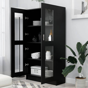 Schwarzer Vitrinenschrank, 82,5 cm, Holzwerkstoff