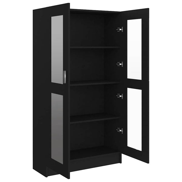 Schwarzer Vitrinenschrank, 82,5 cm, Holzwerkstoff