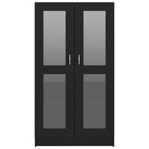 Schwarzer Vitrinenschrank, 82,5 cm, Holzwerkstoff