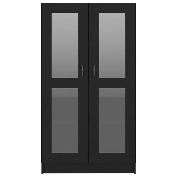 Schwarzer Vitrinenschrank, 82,5 cm, Holzwerkstoff