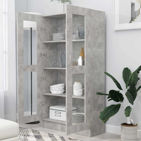 Betongrauer Vitrinenschrank, 82,5 cm