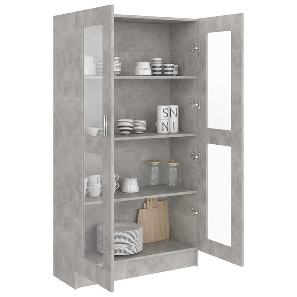Betongrauer Vitrinenschrank, 82,5 cm