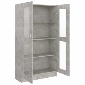 Betongrauer Vitrinenschrank, 82,5 cm