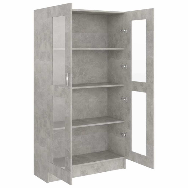 Betongrauer Vitrinenschrank, 82,5 cm