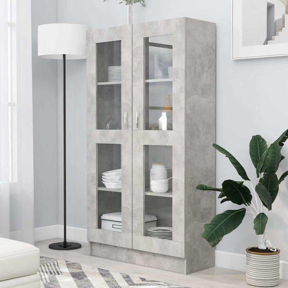 Betongrauer Vitrinenschrank, 82,5 cm