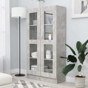 Betongrauer Vitrinenschrank, 82,5 cm