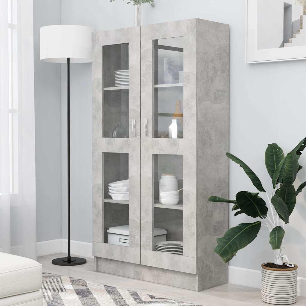 Betongrauer Vitrinenschrank, 82,5 cm