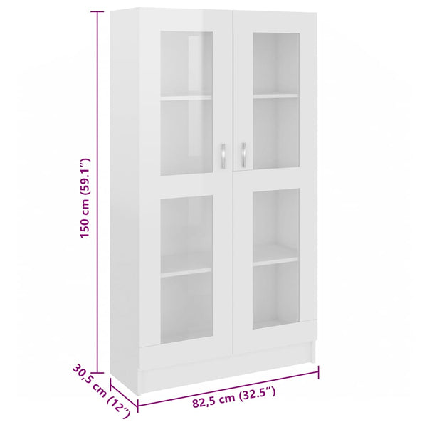 Hochglanz Vitrinenschrank Weiß 150cm