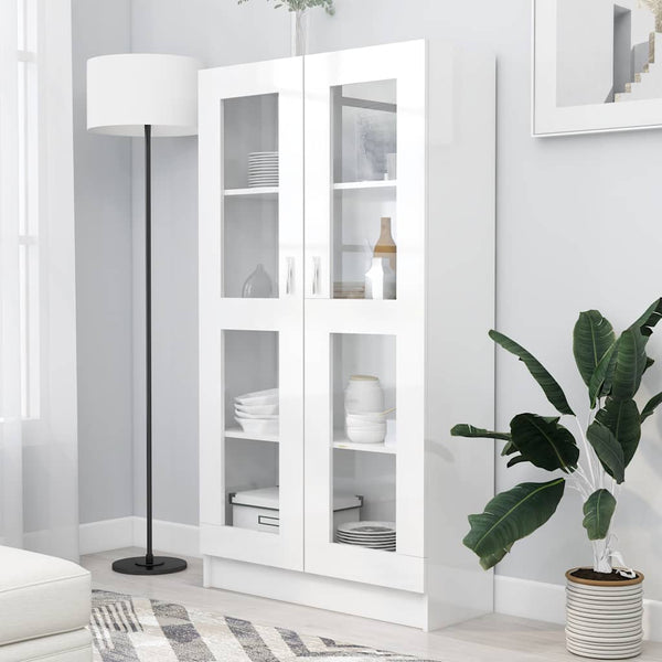 Hochglanz Vitrinenschrank Weiß 150cm
