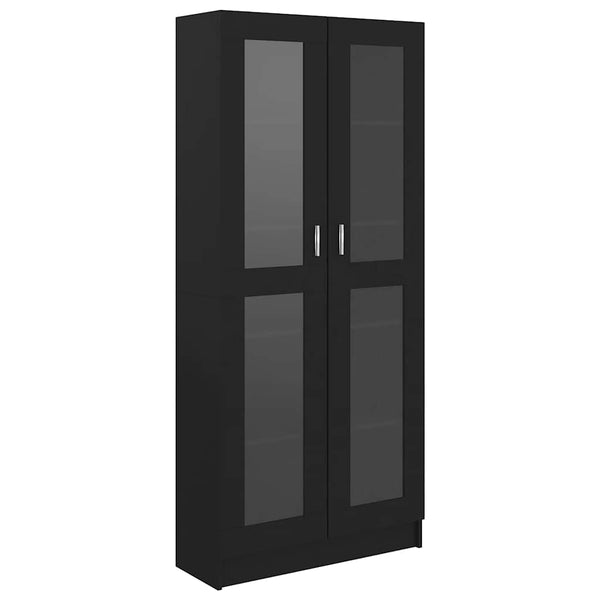 Schwarzer Vitrinenschrank 82,5x30,5x185cm