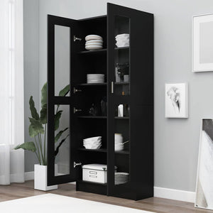 Schwarzer Vitrinenschrank 82,5x30,5x185cm