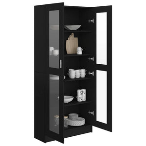 Schwarzer Vitrinenschrank 82,5x30,5x185cm