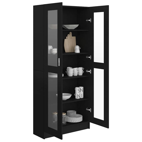 Schwarzer Vitrinenschrank 82,5x30,5x185cm