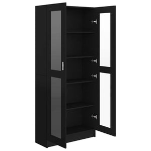 Schwarzer Vitrinenschrank 82,5x30,5x185cm