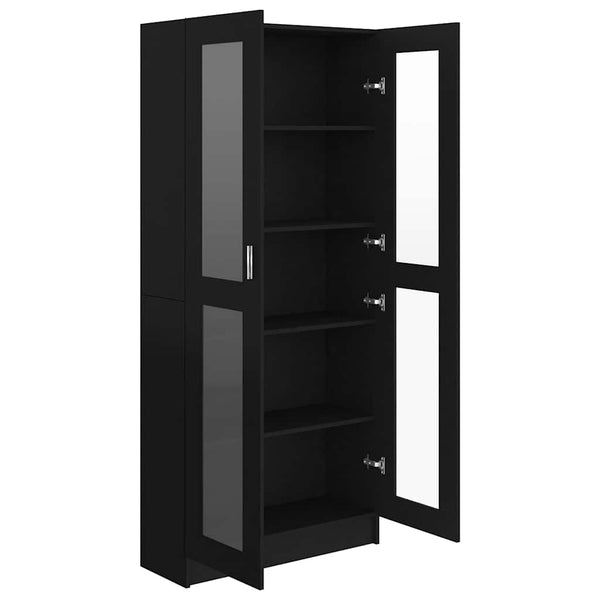 Schwarzer Vitrinenschrank 82,5x30,5x185cm