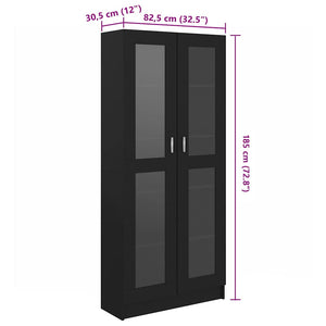 Schwarzer Vitrinenschrank 82,5x30,5x185cm