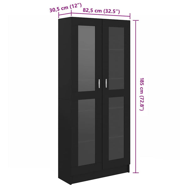 Schwarzer Vitrinenschrank 82,5x30,5x185cm