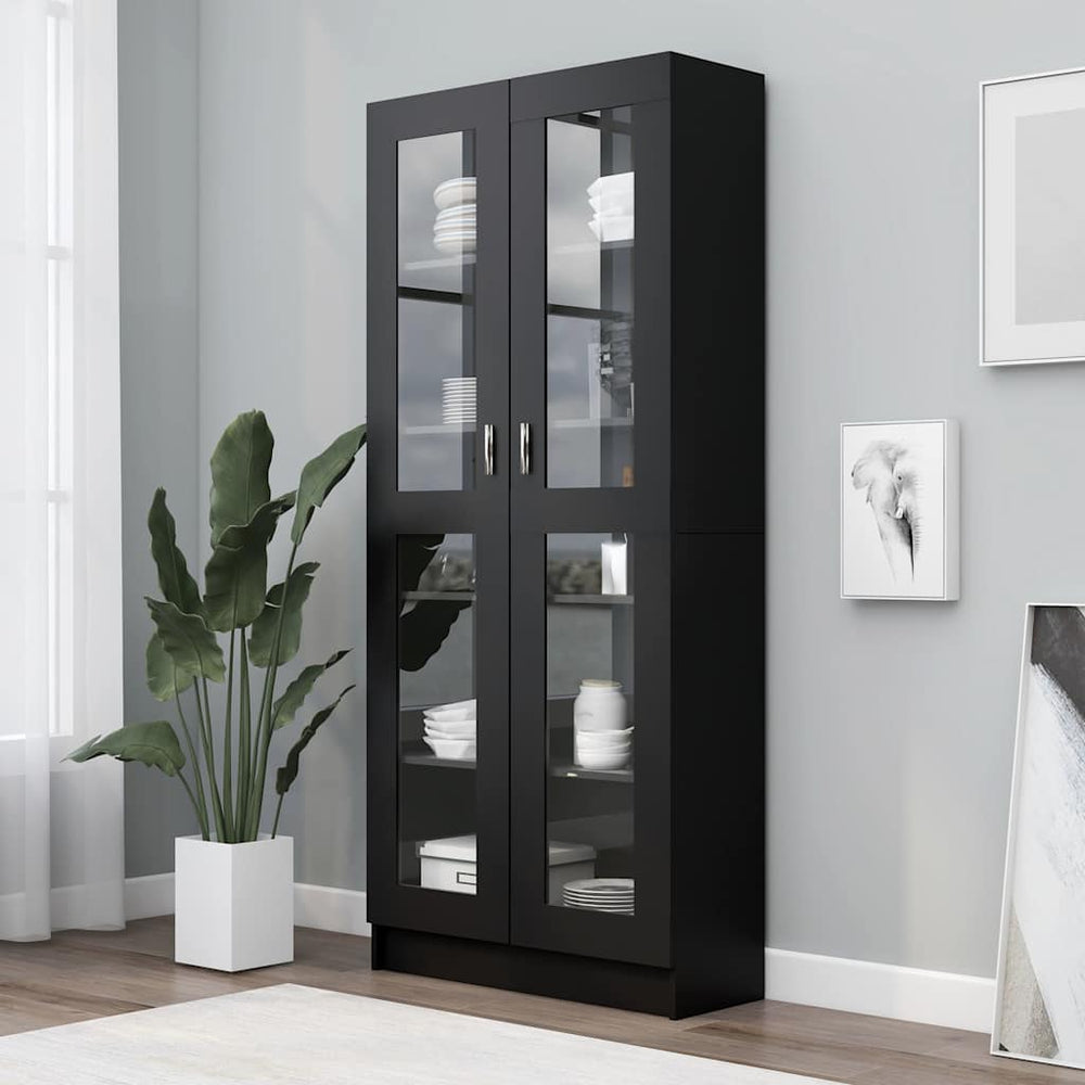 Schwarzer Vitrinenschrank 82,5x30,5x185cm