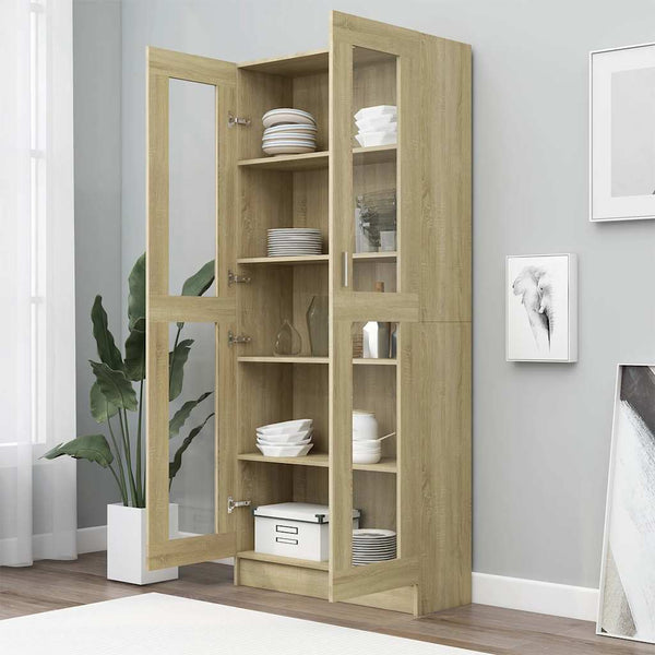 Sonoma Eiche Vitrinenschrank, 185 cm hoch