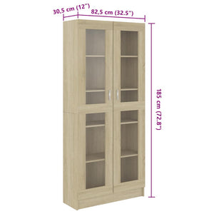 Sonoma Eiche Vitrinenschrank, 185 cm hoch