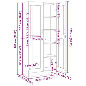 Sonoma Eiche Vitrinenschrank, 185 cm hoch