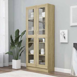 Sonoma Eiche Vitrinenschrank, 185 cm hoch