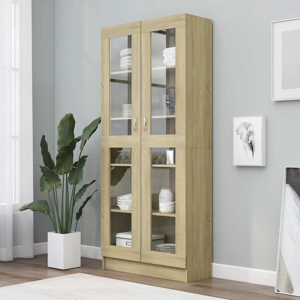 Sonoma Eiche Vitrinenschrank, 185 cm hoch