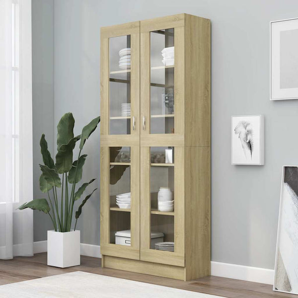 Sonoma Eiche Vitrinenschrank, 185 cm hoch