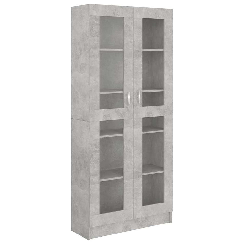 Betongrauer Vitrinenschrank, 185,5 cm hoch