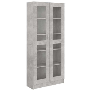 Betongrauer Vitrinenschrank, 185,5 cm hoch