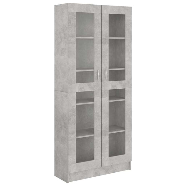 Betongrauer Vitrinenschrank, 185,5 cm hoch