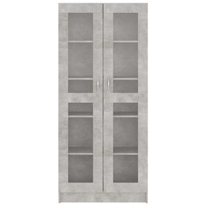 Betongrauer Vitrinenschrank, 185,5 cm hoch